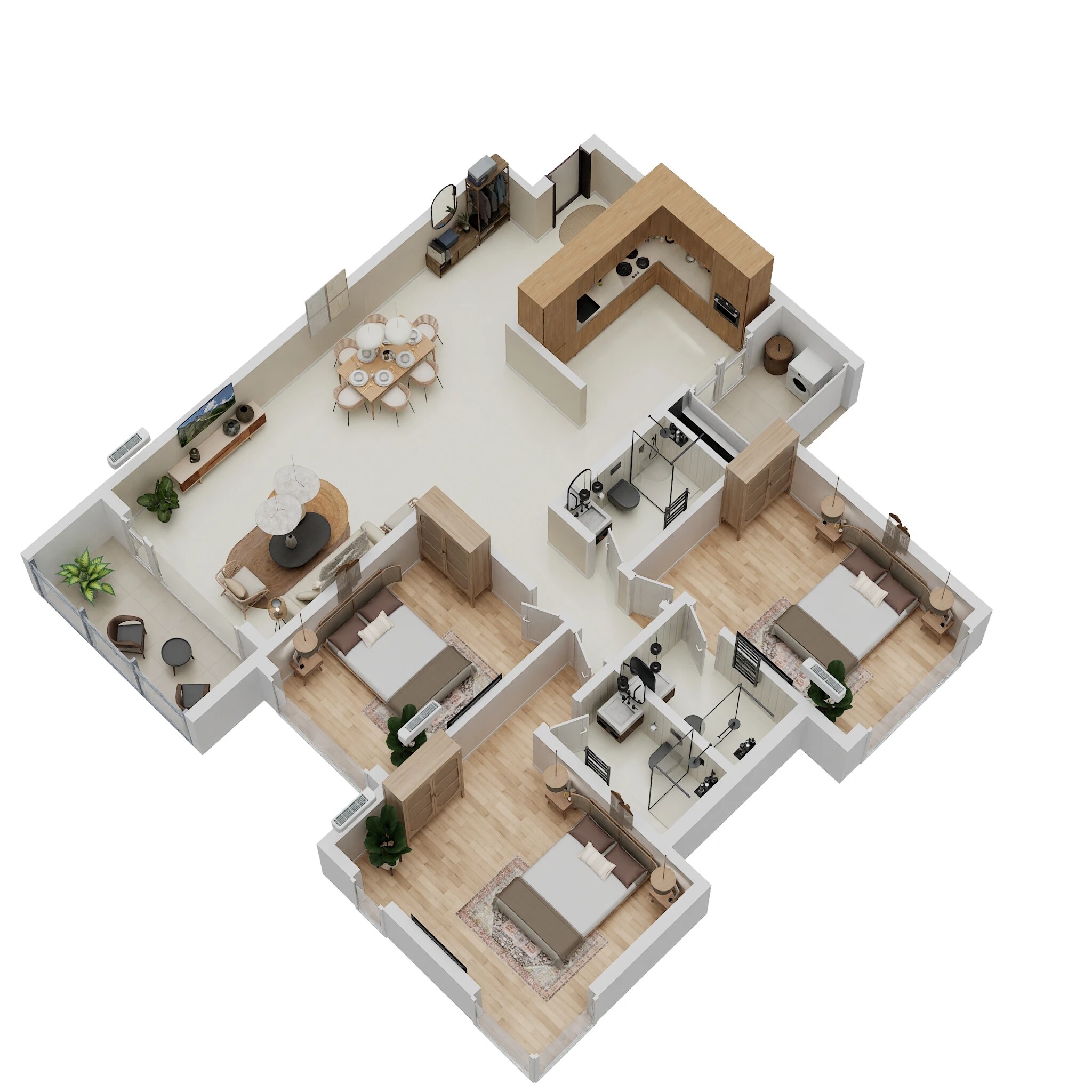 Floor plan of 3 BHK 1382 Sq. Ft. Apartment in Paranjape R48 The Canopy, Pune