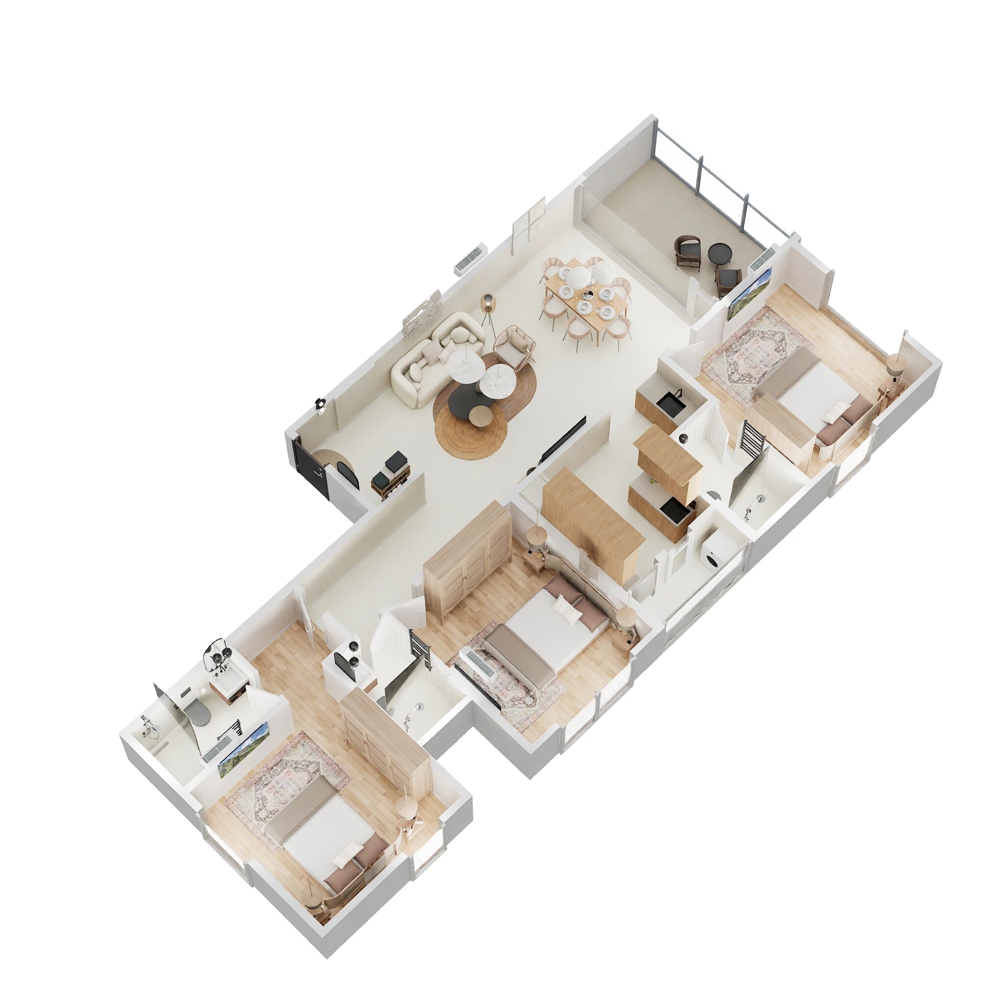 Floor plan of 3 BHK 1218 Sq. Ft. Apartment in Paranjape Sahil, Pune
