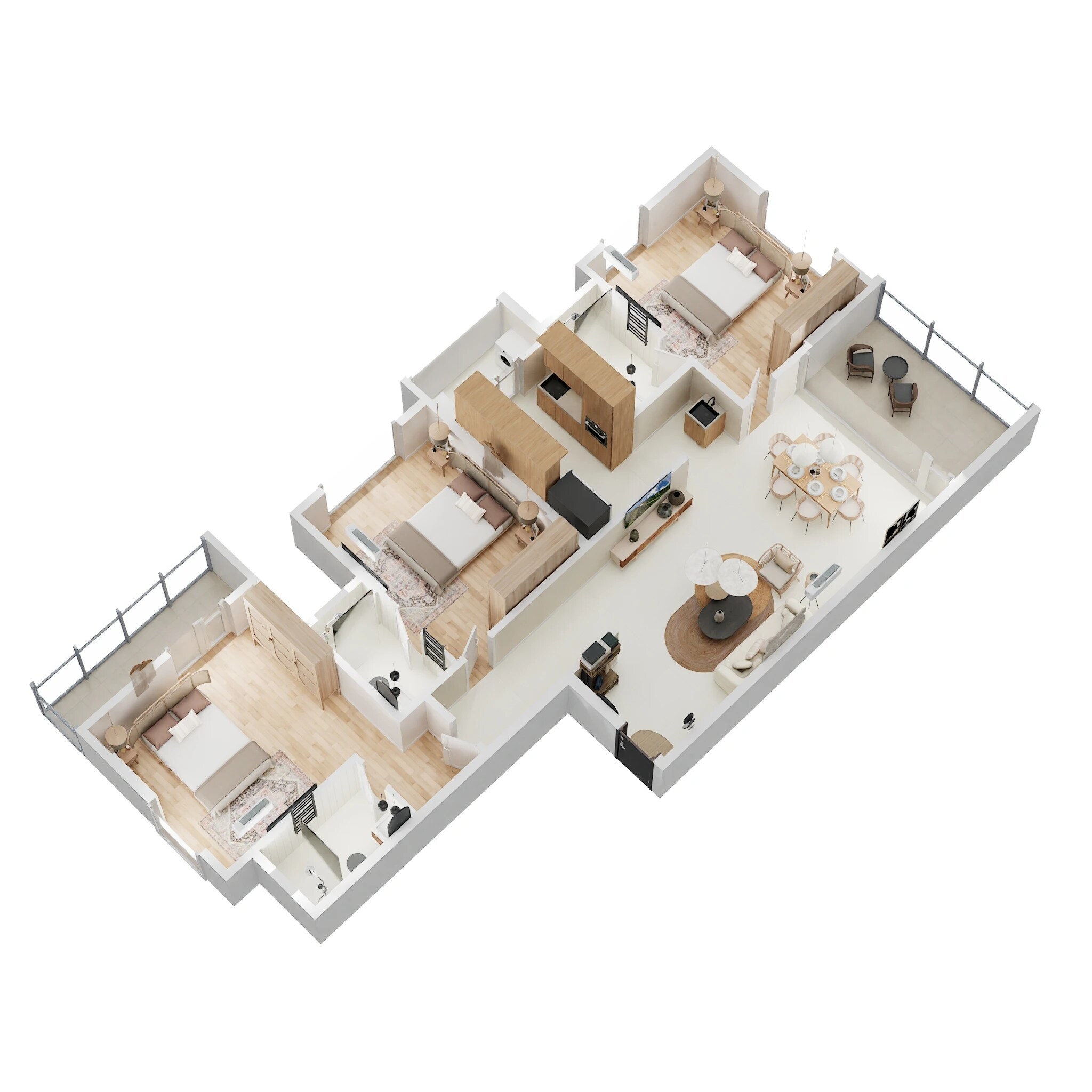 Floor plan of 3 BHK 1373 Sq. Ft. Apartment in Paranjape Sahil, Pune