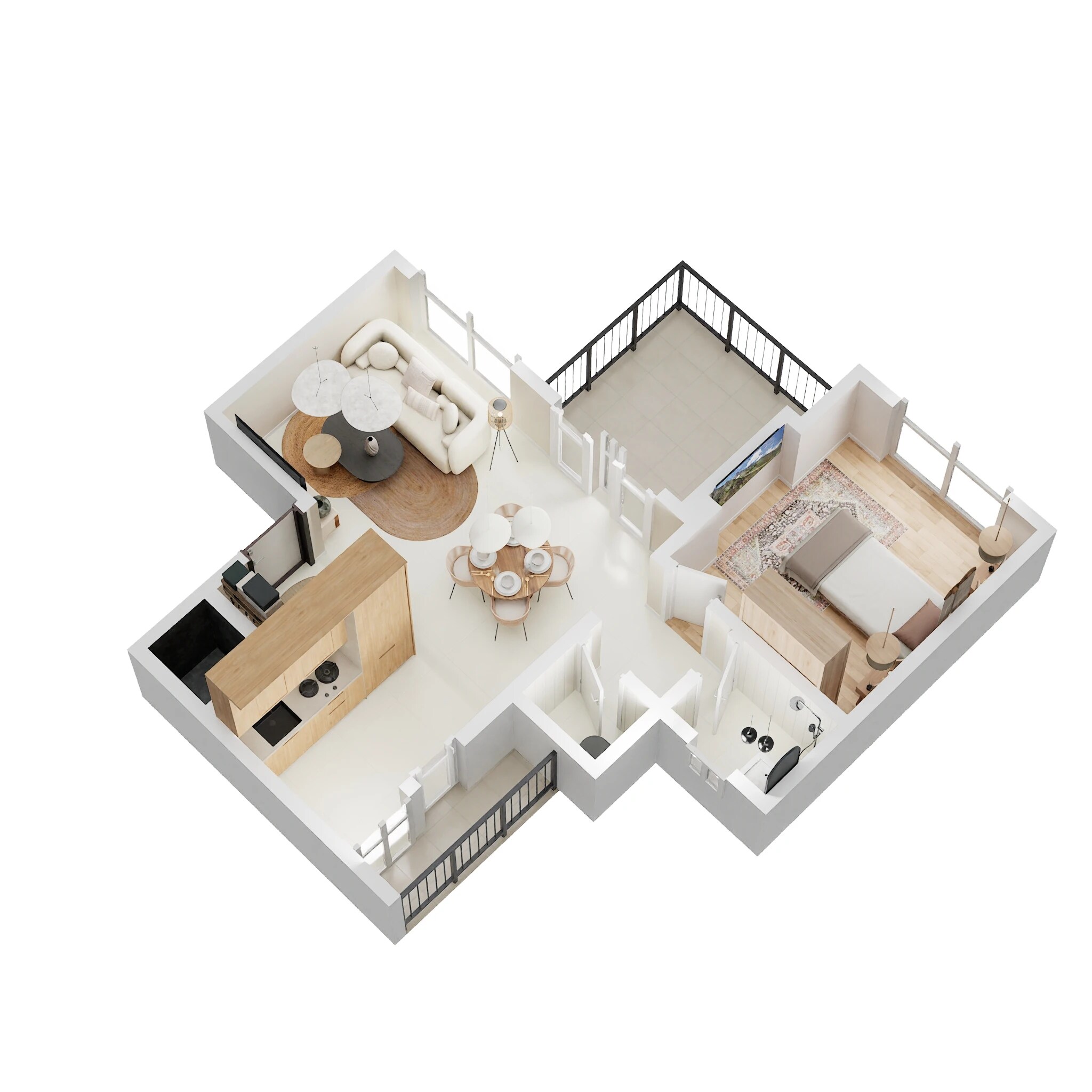 Floor plan of 2 BHK 445 Sq. Ft. Apartment in Paranjape Schemes Abhiruchi Parisar, Pune