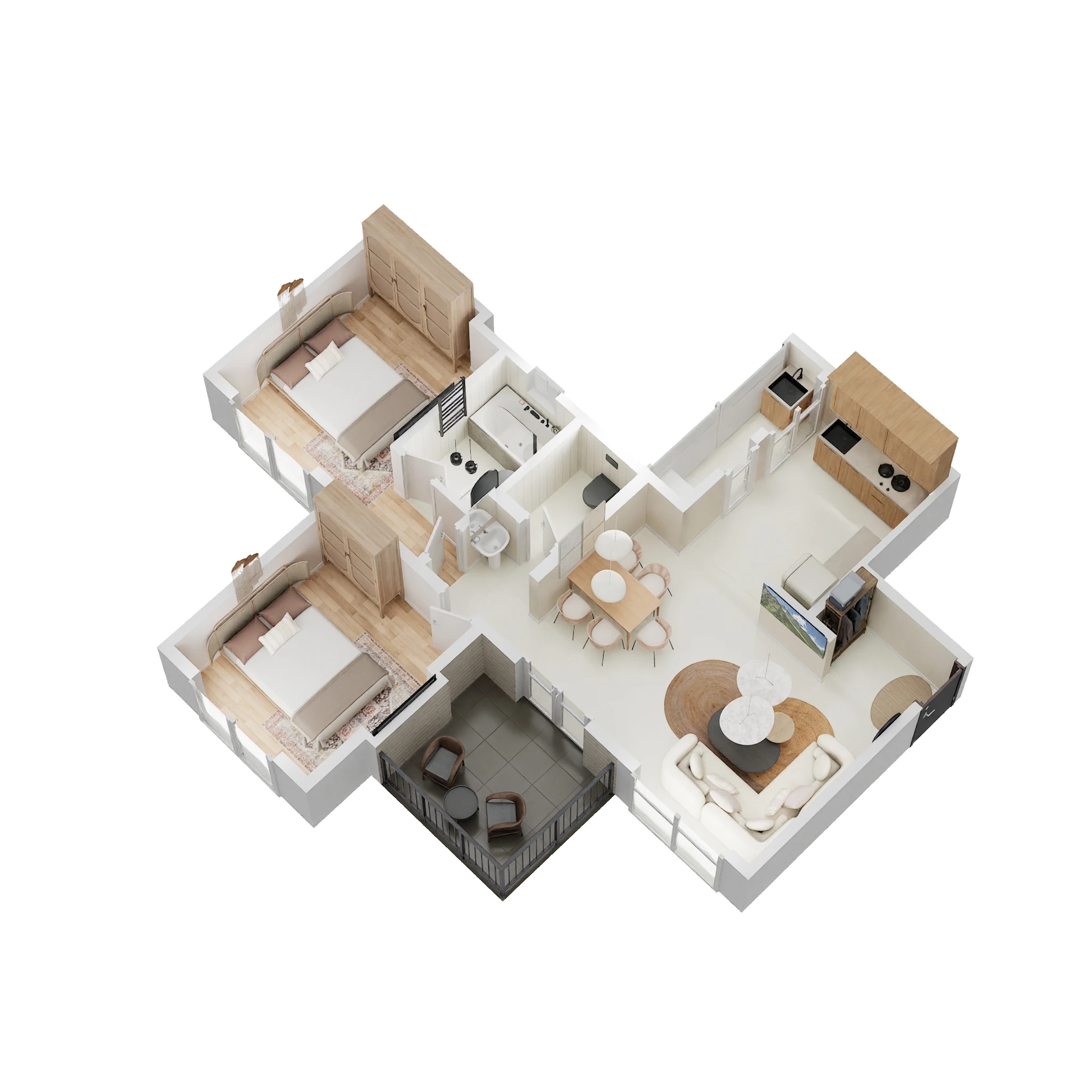 Floor plan of 2 BHK 513 Sq. Ft. Apartment in Paranjape Schemes Abhiruchi Parisar, Pune