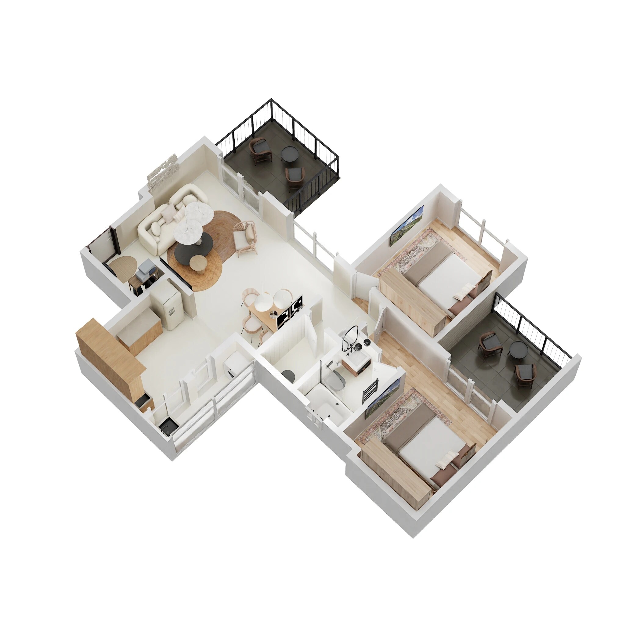 Floor plan of 3 BHK 608 Sq. Ft. Apartment in Paranjape Schemes Abhiruchi Parisar, Pune