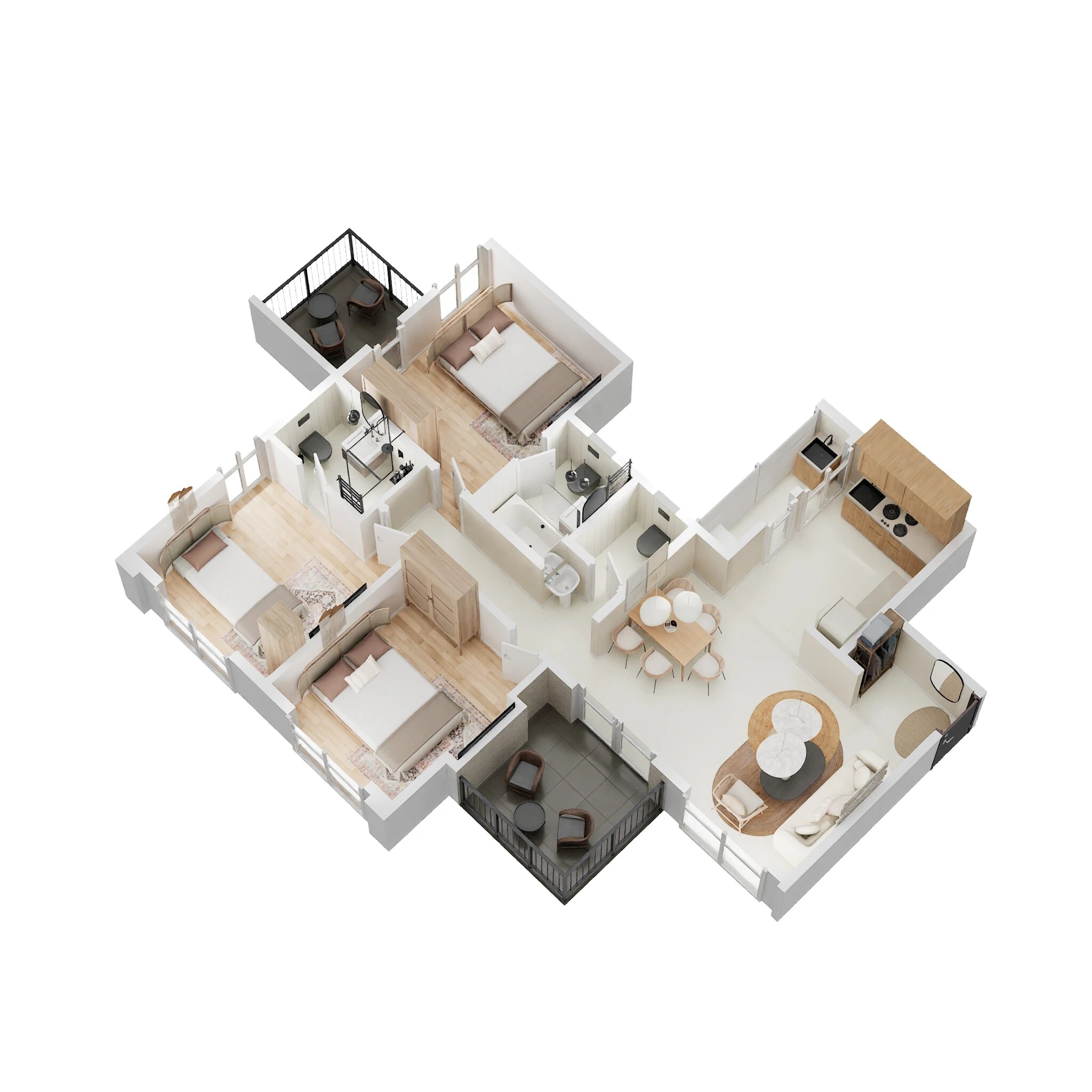 Floor plan of 3 BHK 658 Sq. Ft. Apartment in Paranjape Schemes Abhiruchi Parisar, Pune