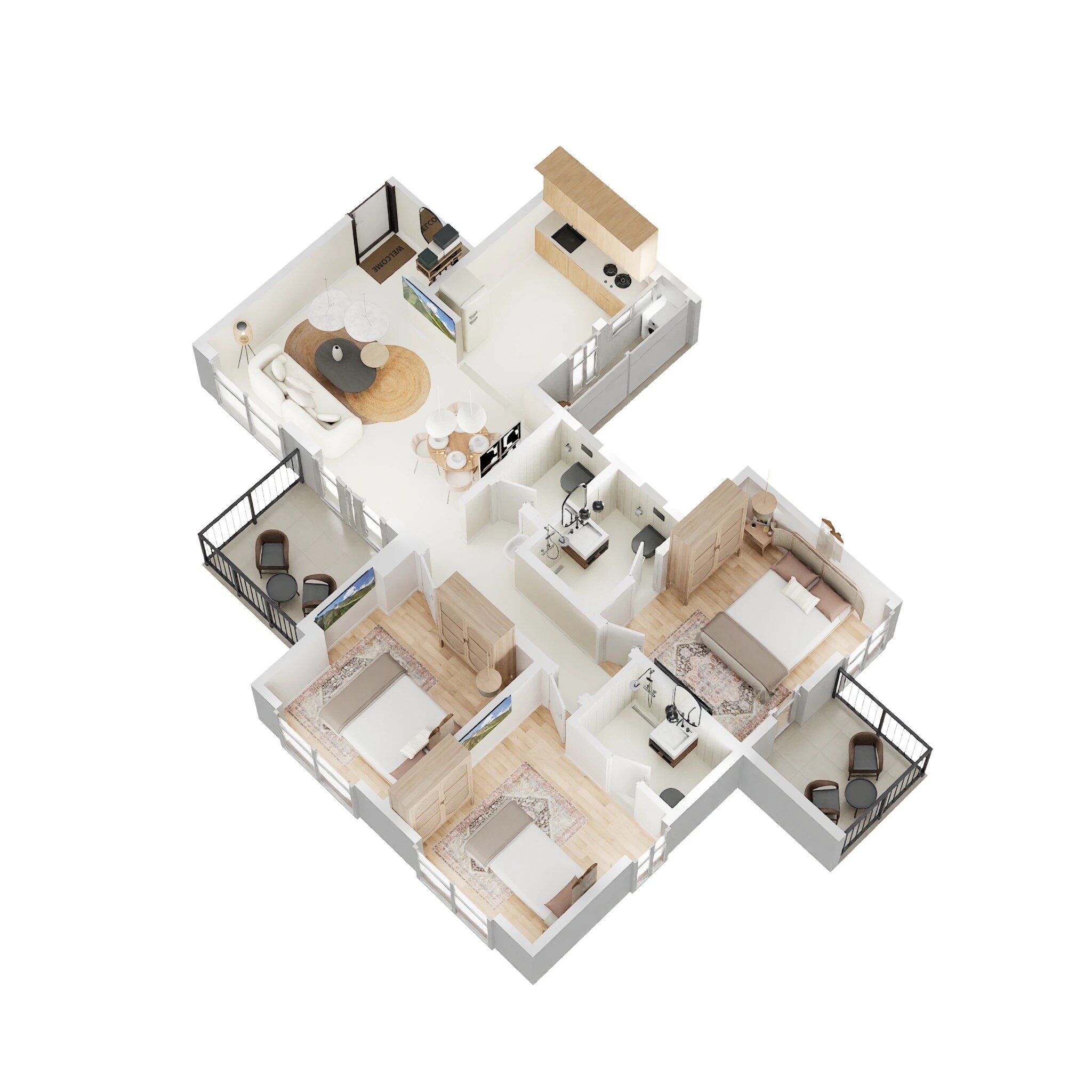 Floor plan of 3 BHK 801 Sq. Ft. Apartment in Paranjape Schemes Abhiruchi Parisar, Pune