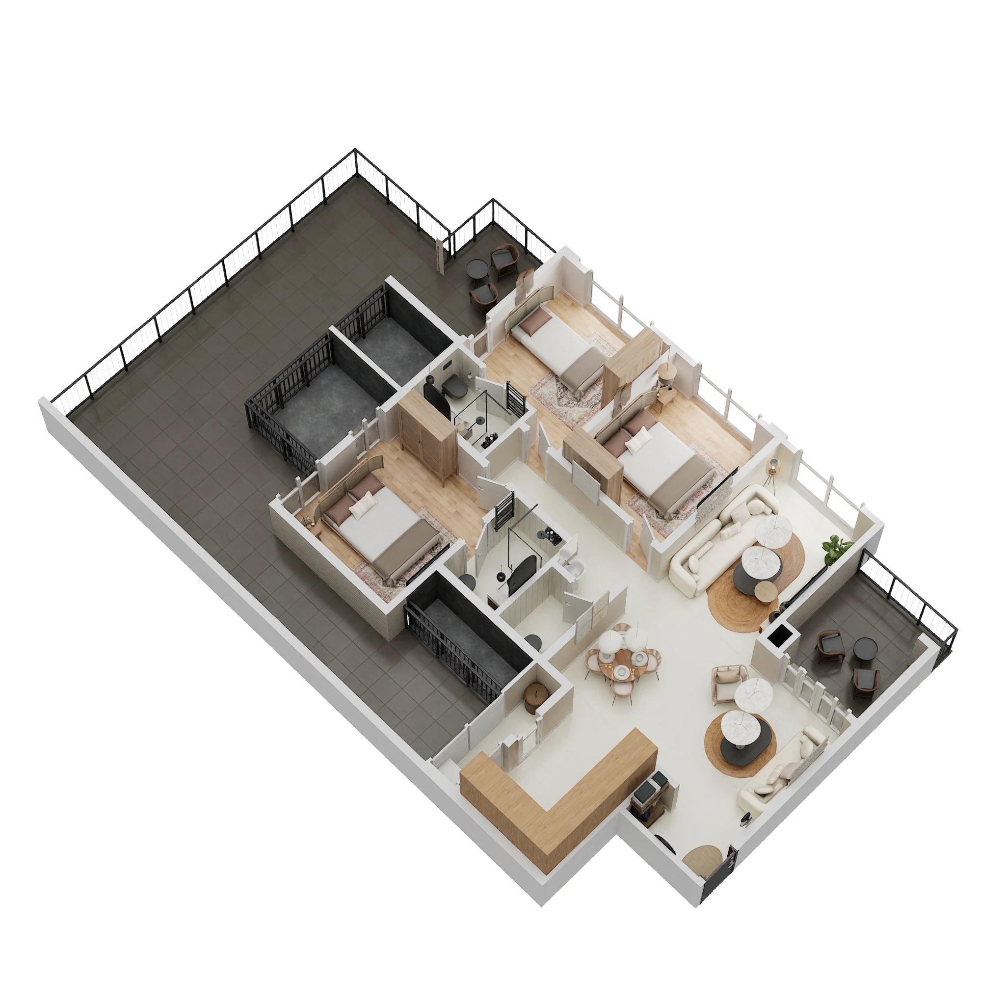 Floor plan of 3 BHK 877 Sq. Ft. Apartment in Paranjape Schemes Abhiruchi Parisar, Pune
