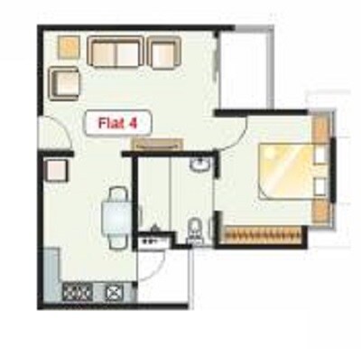 Floor plan of 2 BHK 448 Sq. Ft. Apartment in Paranjape Schemes Athashri Xion, Pune