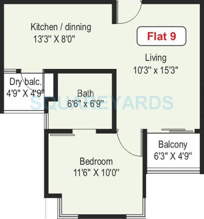 Floor plan of 1 BHK 420 Sq. Ft. Apartment in Paranjape Schemes Athashri Xion, Pune