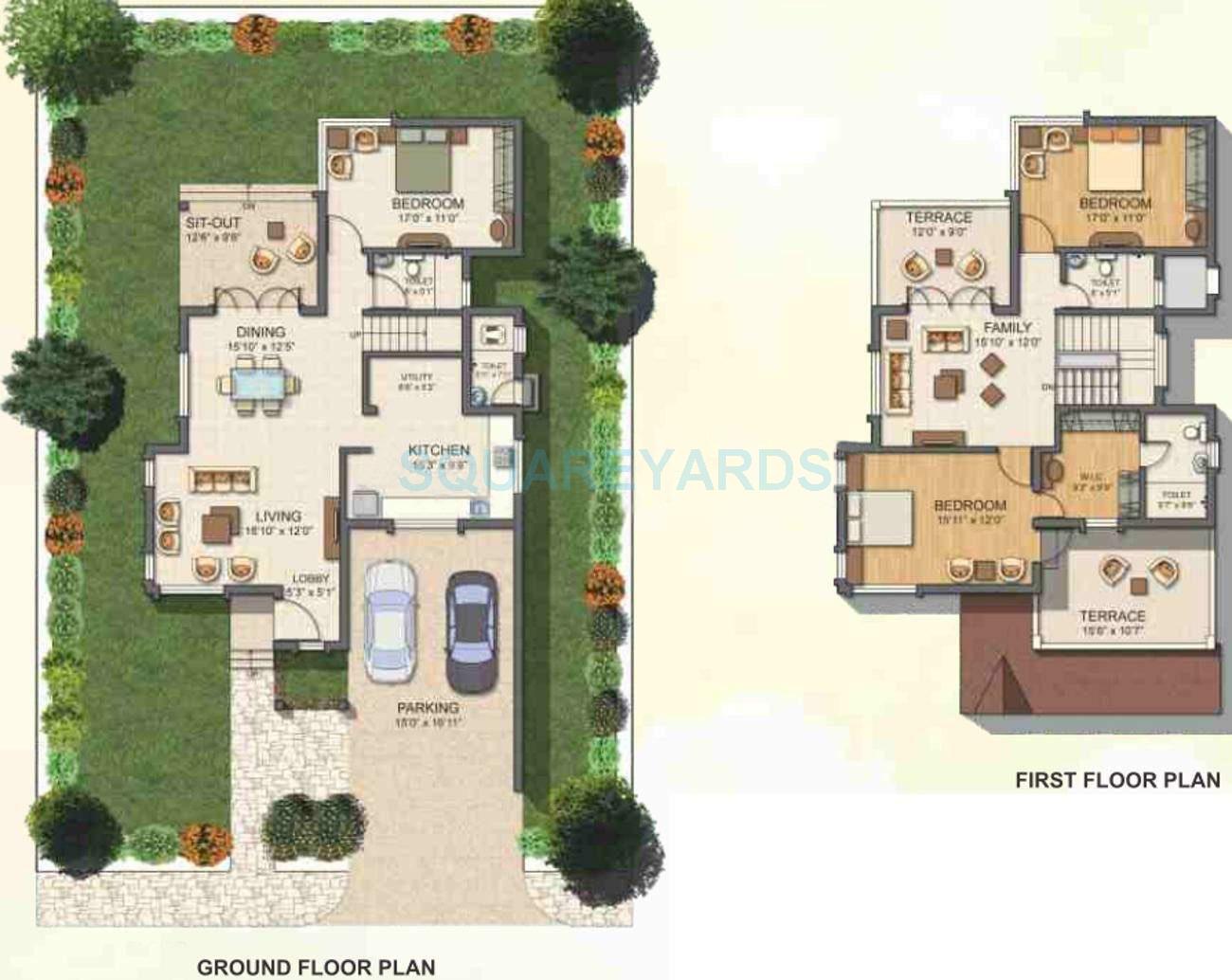 Floor plan of 3 BHK 1675 Sq. Ft. Villa in Paranjape Schemes Crescent, Pune