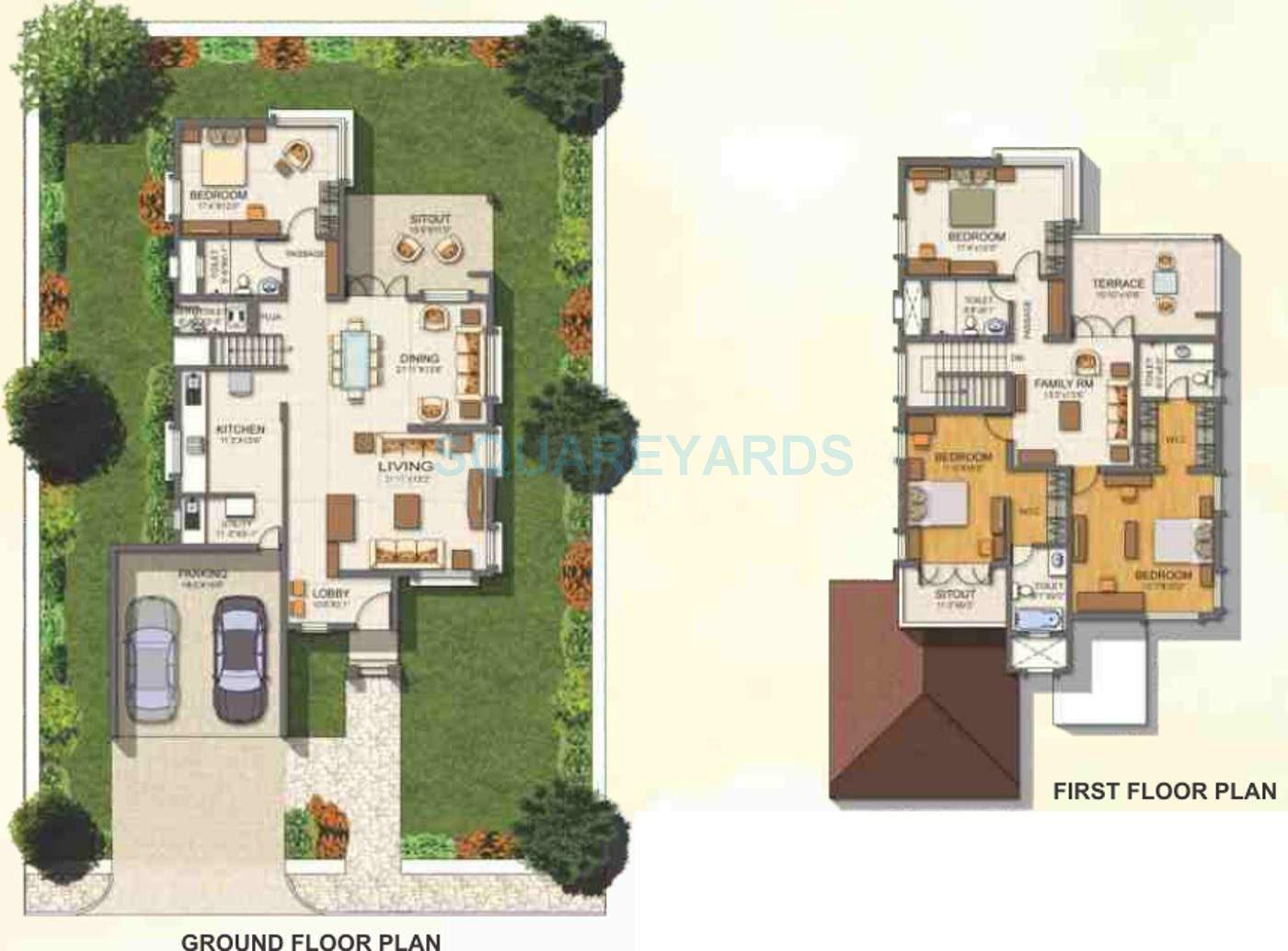 Floor plan of 4 BHK 2225 Sq. Ft. Villa in Paranjape Schemes Crescent, Pune