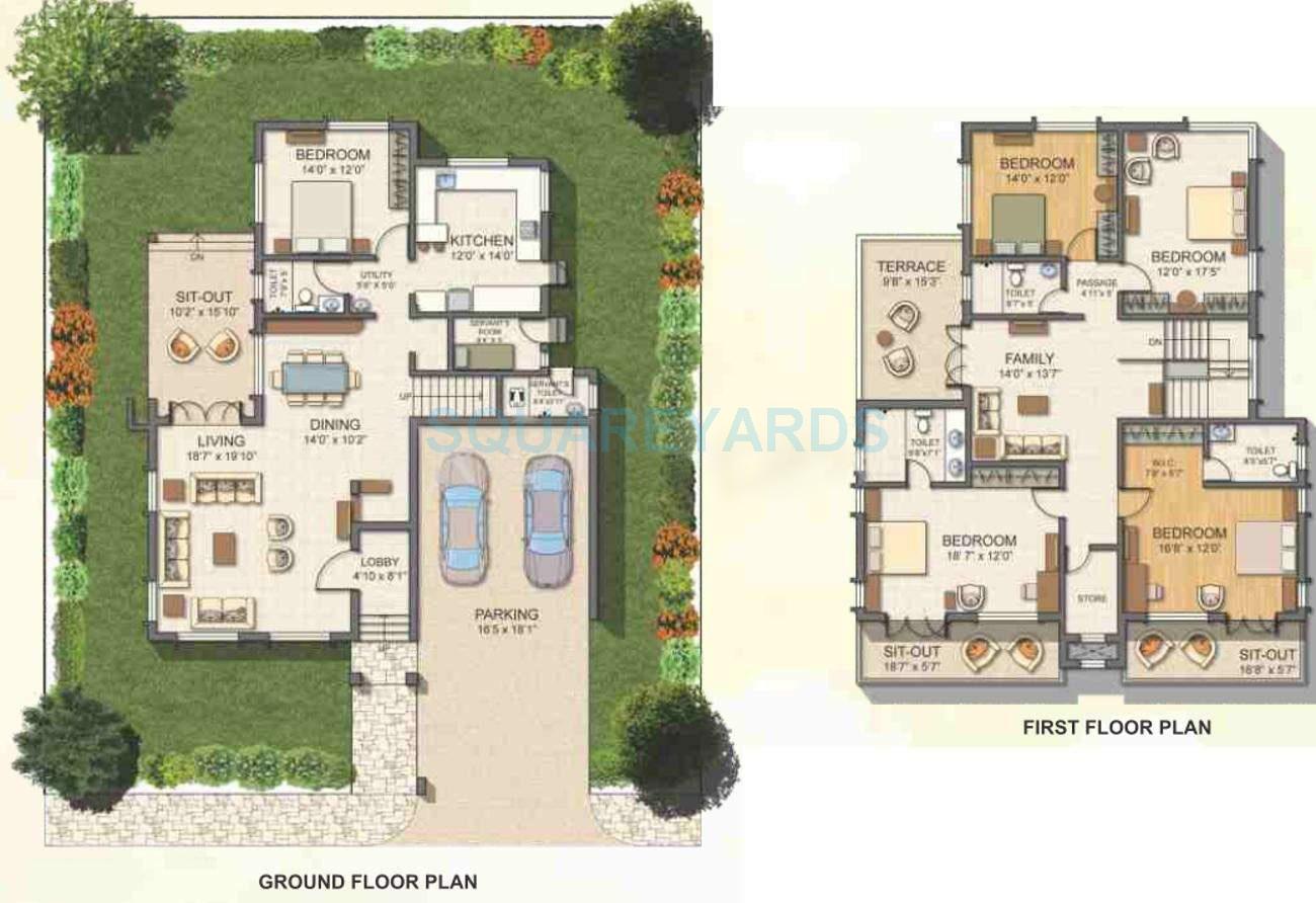Floor plan of 5 BHK 3266 Sq. Ft. Villa in Paranjape Schemes Crescent, Pune