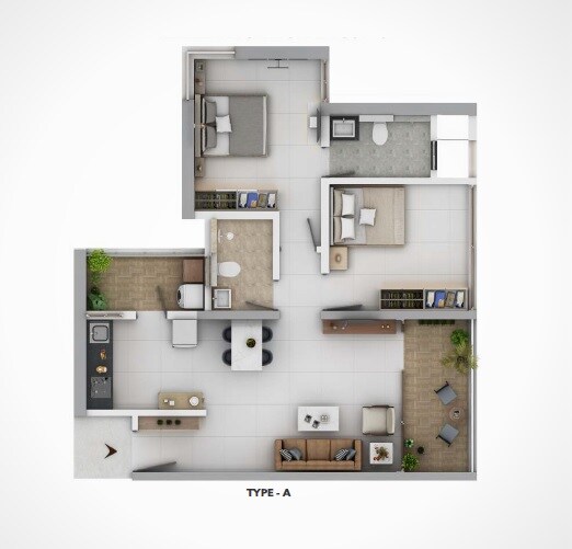 2 BHK 641 Sq. Ft. Apartment