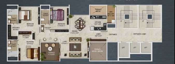 3 BHK 1591 Sq. Ft. Apartment in Paranjape Sky One Apartment