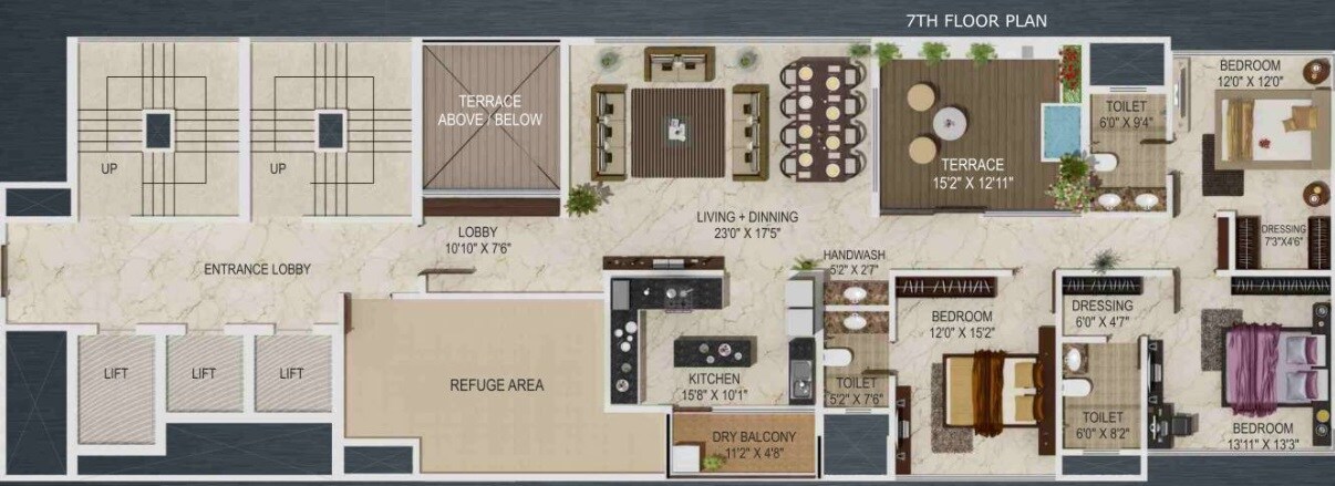 3 BHK 1591 Sq. Ft. Apartment