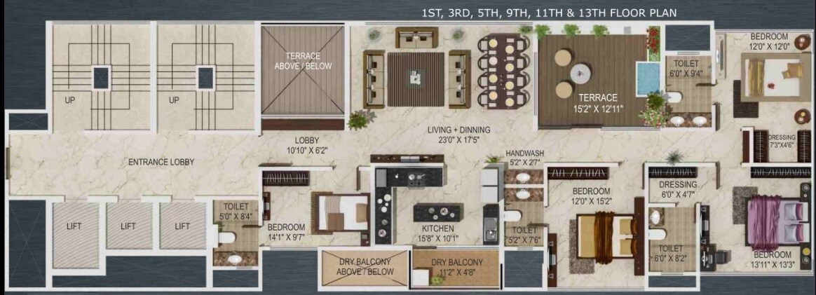 4 BHK 2111 Sq. Ft. Apartment