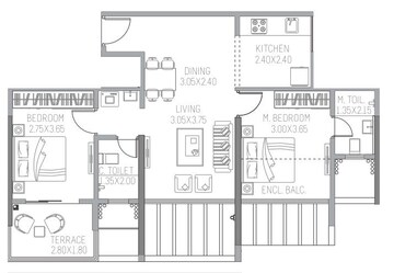  2 BHK Apartment at Paranjape Trident C D, Wakad – for Rent