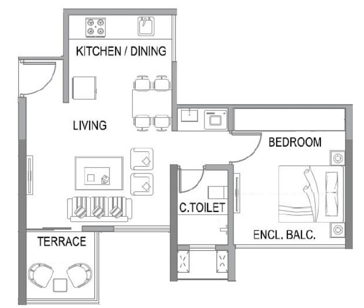 Other, paranjape-trident-towers 1 Bedroom 445 Sq.Ft. Apartment In Wakad Pune 8902604