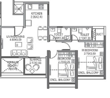  2 BHK Apartment at Paranjape Trident Towers, Wakad – for Rent