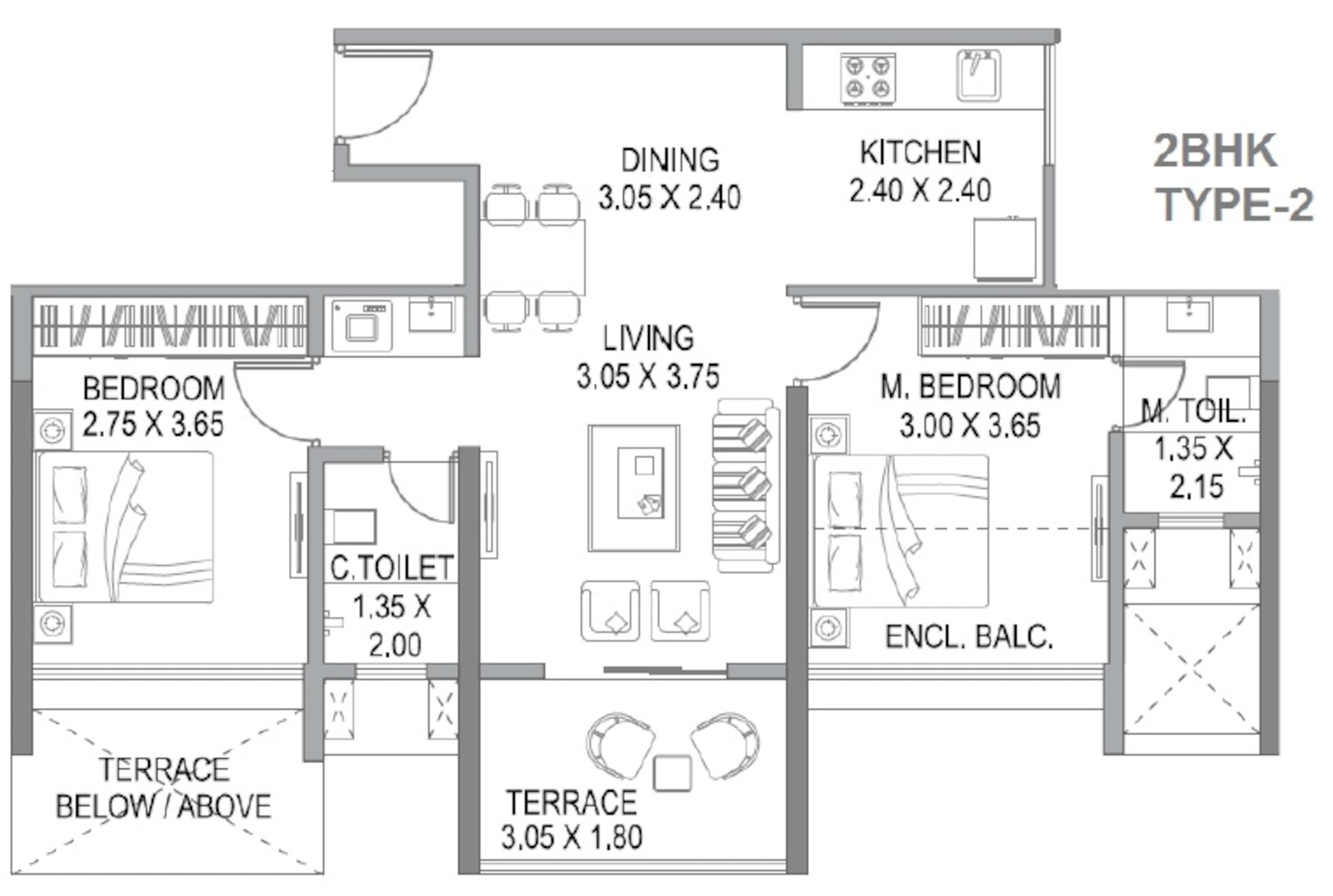paranjape trident towers apartment 2bhk 686sqft 1