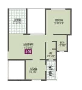 Floor plan of 1 BHK 397 Sq. Ft. Apartment in Paras Vista, Pune