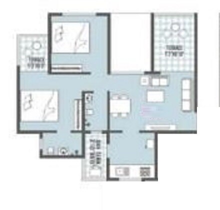 Floor plan of 2 BHK 517 Sq. Ft. Apartment in Paras Vista, Pune