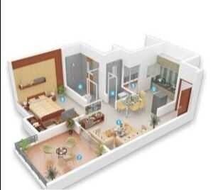 Floor plan of 1 BHK 357 Sq. Ft. Apartment in Parmar Rio Vista, Pune
