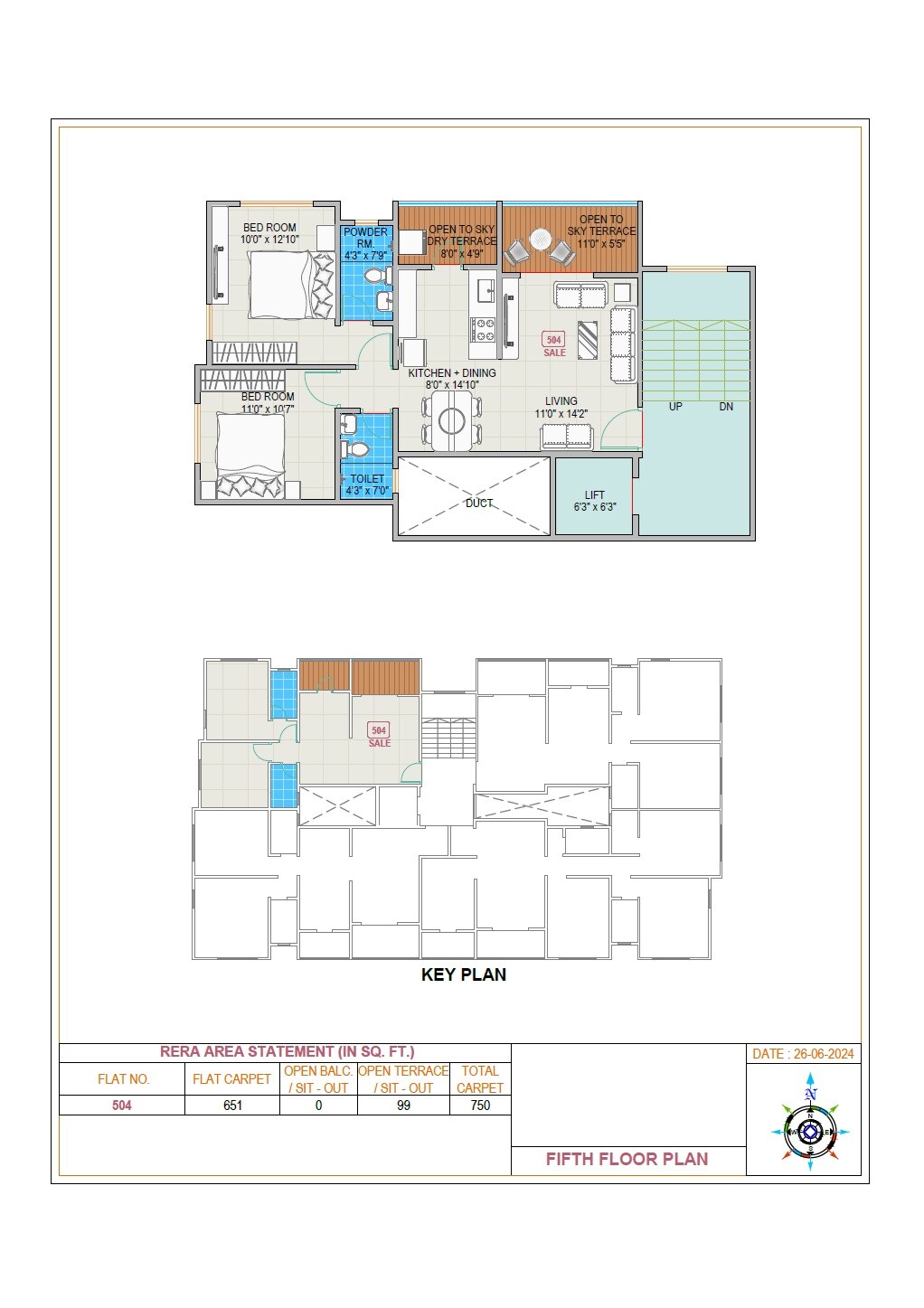 2 BHK 750 Sq. Ft. Apartment