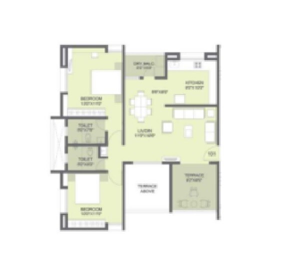 Floor plan of 2 BHK 856 Sq. Ft. Apartment in Pate Kimaya E, Pune
