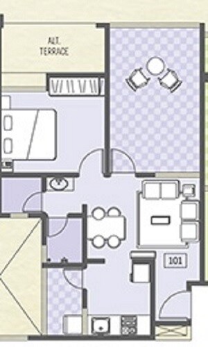 Floor plan of 1 BHK 327 Sq. Ft. Apartment in Pate Life Maxima, Pune