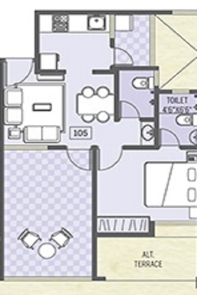 Floor plan of 1 BHK 393 Sq. Ft. Apartment in Pate Life Maxima, Pune