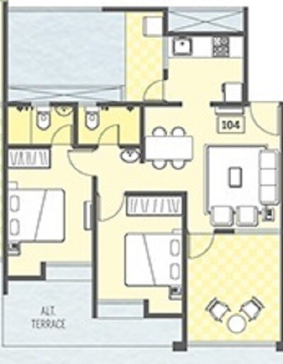 Floor plan of 2 BHK 578 Sq. Ft. Apartment in Pate Life Maxima, Pune