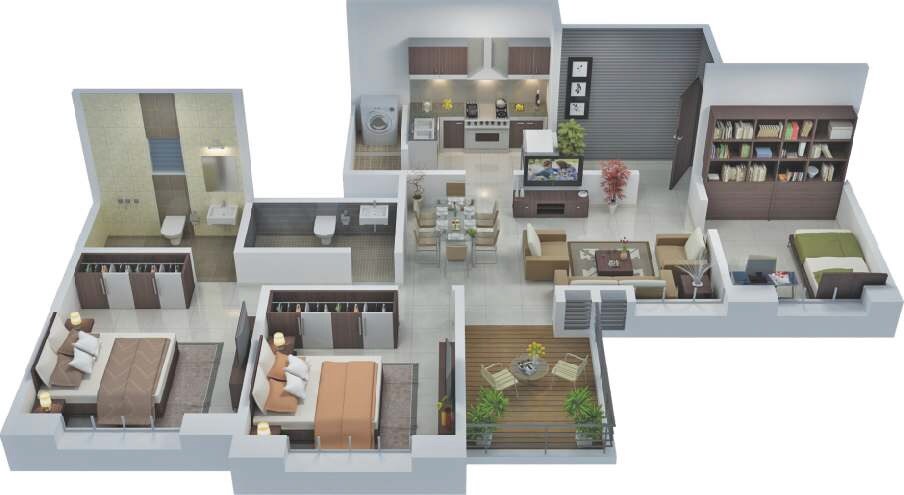 Floor plan of 2 BHK 700 Sq. Ft. Apartment in Pate Life Montage, Pune