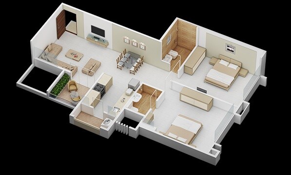 Floor plan of 2 BHK 765 Sq. Ft. Apartment in Pate Manik Signia, Pune