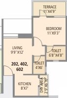 Floor plan of 1 BHK 549 Sq. Ft. Apartment in Pate Surajya, Pune