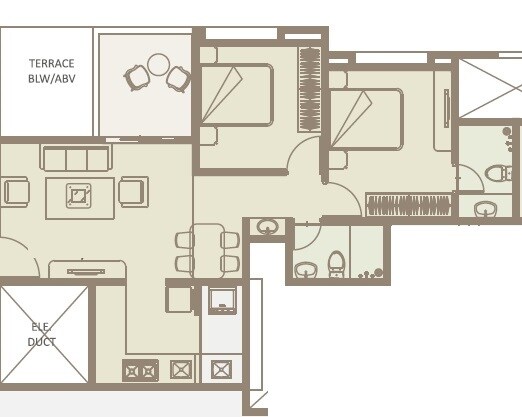 2 BHK 637 Sq. Ft. Apartment
