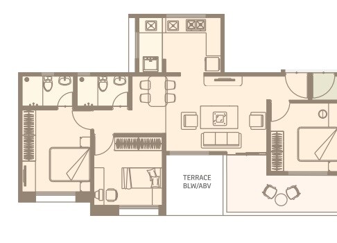 3 BHK 737 Sq. Ft. Apartment
