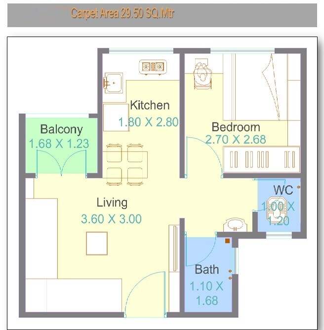 1 BHK 318 Sq. Ft. Apartment