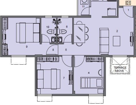 Floor plan of 3 BHK 653 Sq. Ft. Apartment in Peninsula Address One, Pune