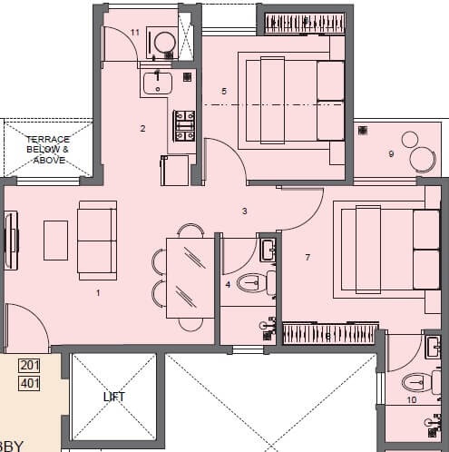 2 BHK 475 Sq. Ft. Apartment in Peninsula Address One Phase 2