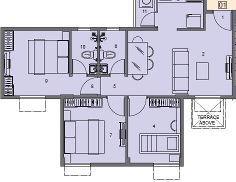 Floor plan of 3 BHK 653 Sq. Ft. Apartment in Peninsula Address One Phase 5, Pune