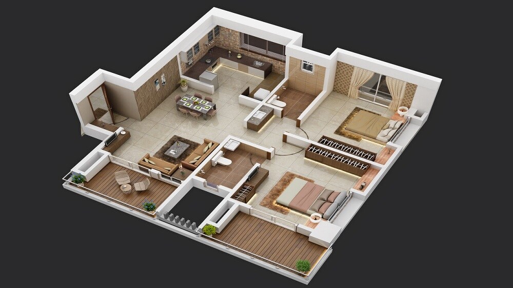 Floor plan of 2 BHK 873 Sq. Ft. Apartment in Perinsheri Pinnac Greens, Pune