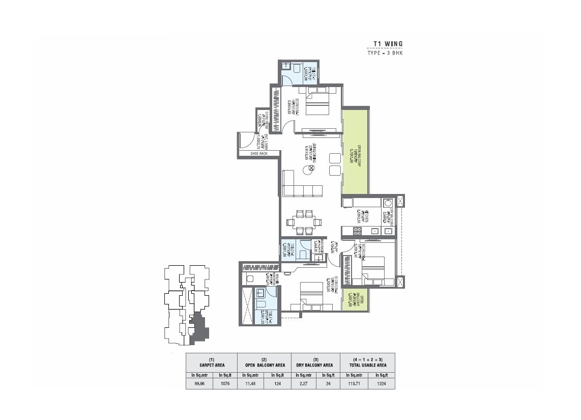3 BHK 1224 Sq. Ft. Apartment