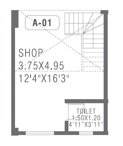 Floor plan of 205 Sq. Ft. Retail Shop in Pharande Prowess, Pune