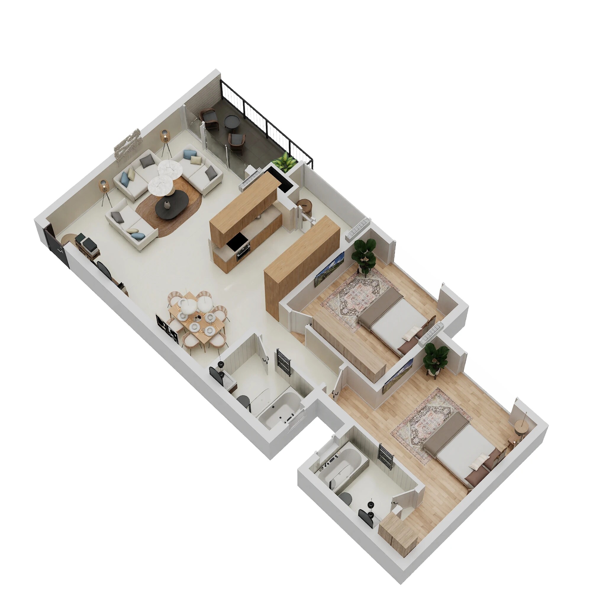 2 BHK 829 Sq. Ft. Apartment