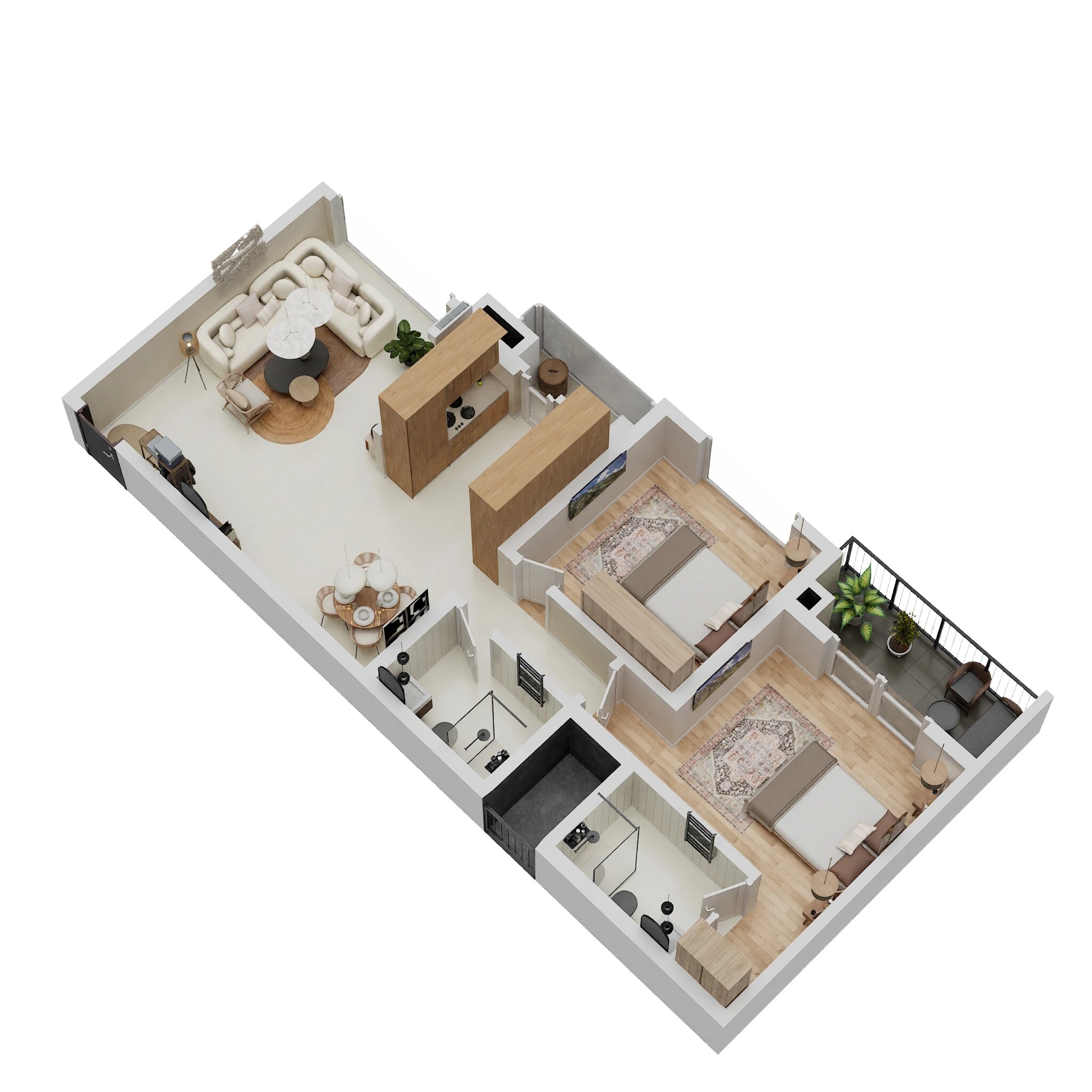Floor plan of 2 BHK Apartment - 832 sq. ft. in Pharande Puneville, Pune