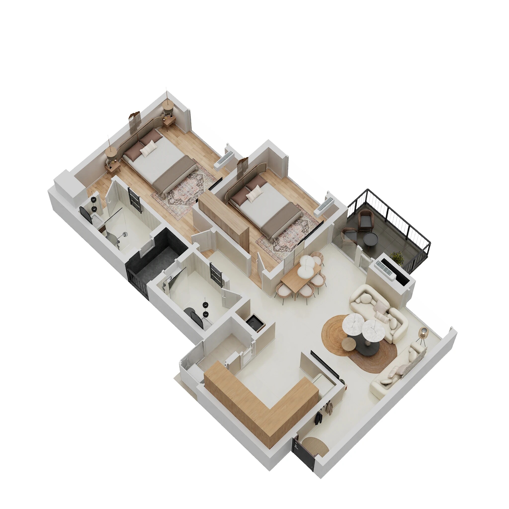 Floor plan of 2 BHK Apartment - 874 sq. ft. in Pharande Puneville, Pune