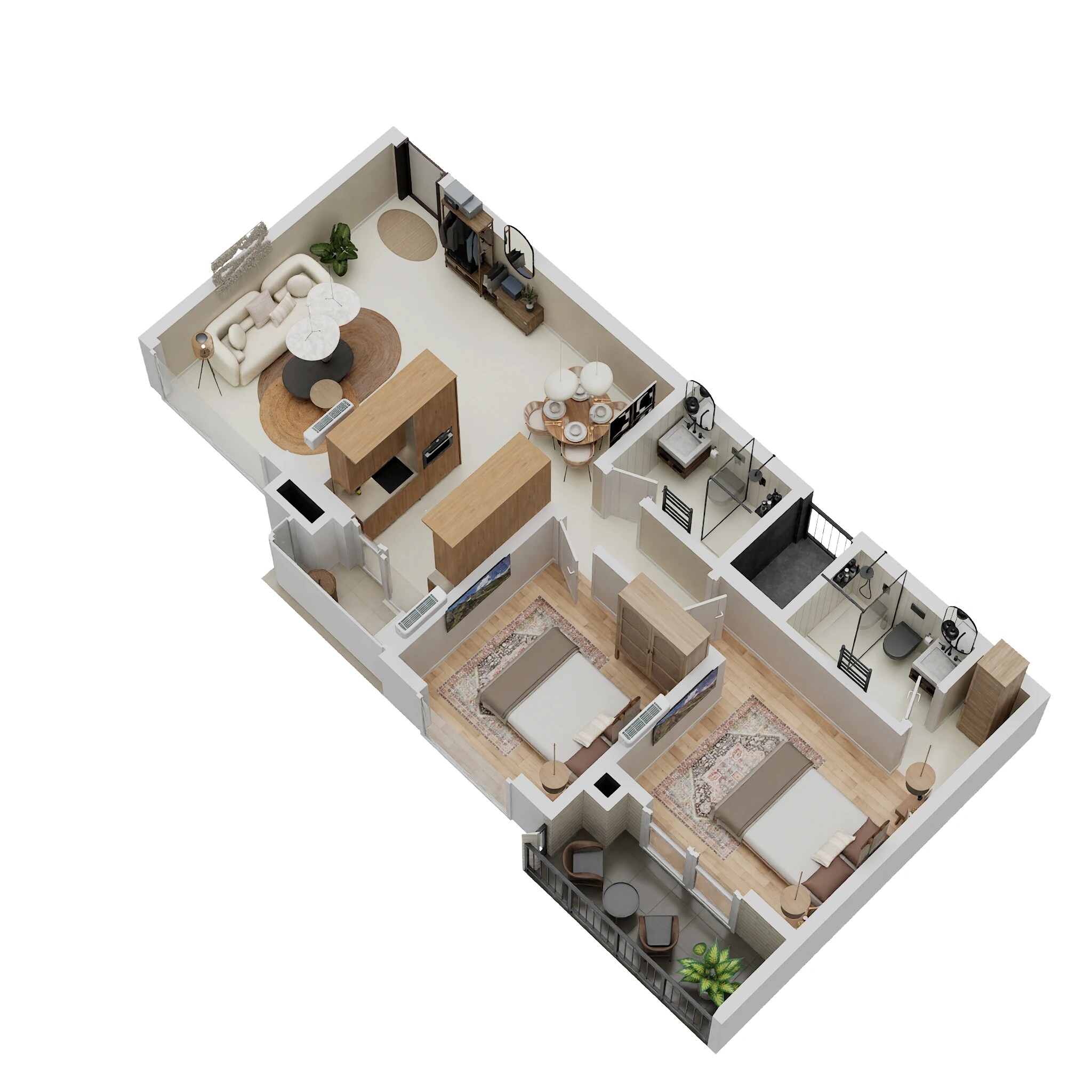 Floor plan of 2 BHK Apartment - 625 sq. ft. in Pharande Puneville, Pune