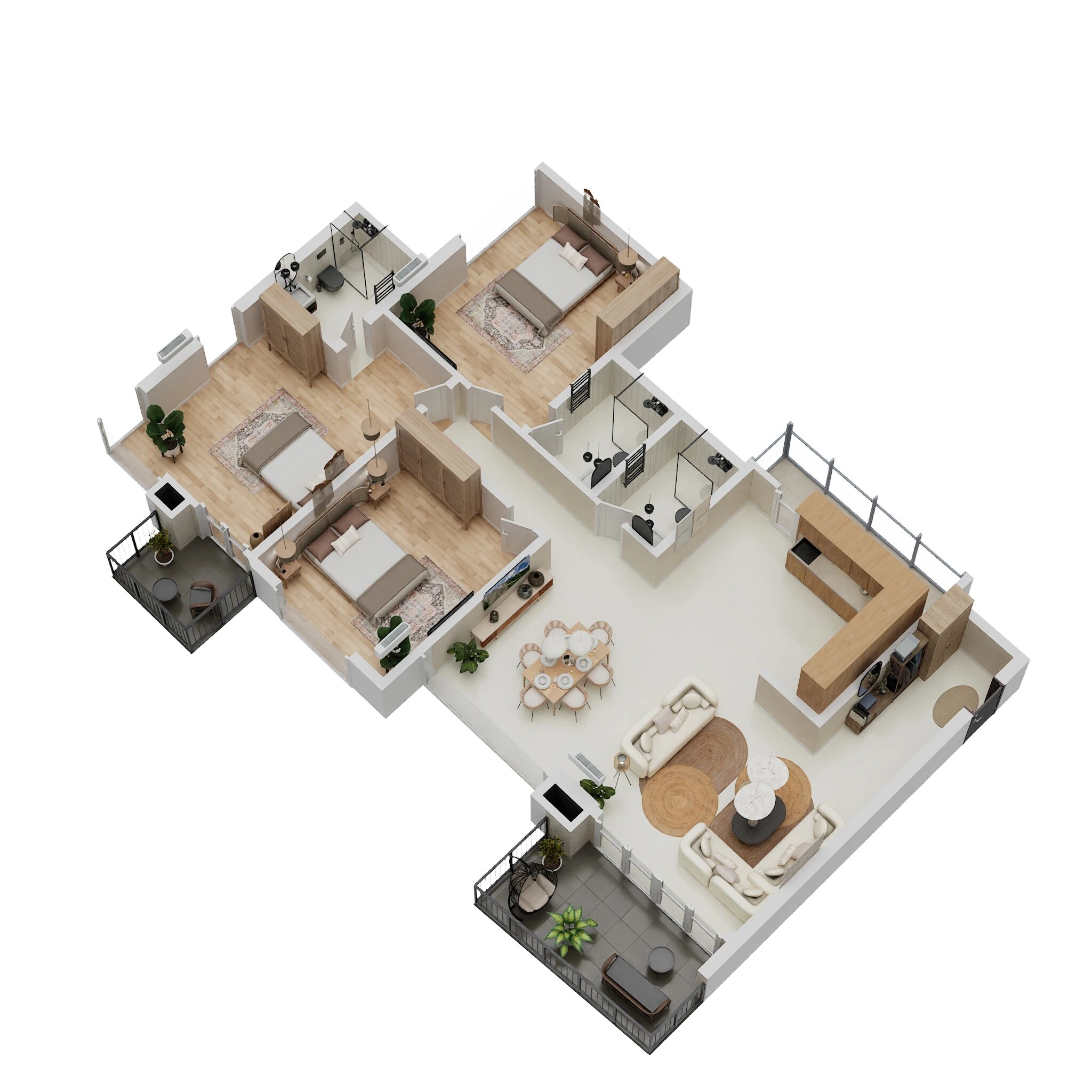 Floor plan of 3 BHK Apartment - 1172 sq. ft. in Pharande Puneville, Pune