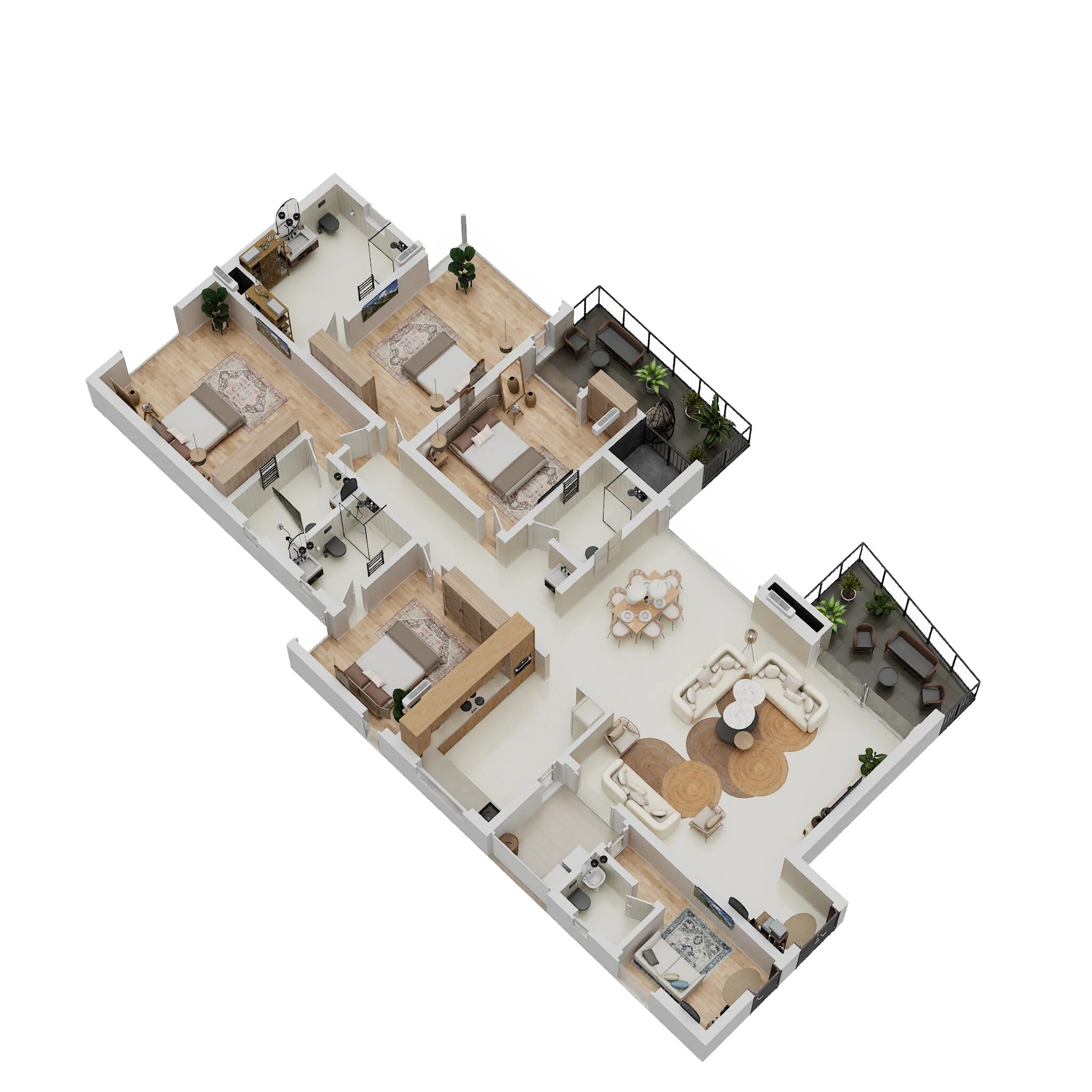 Floor plan of 4 BHK Apartment - 1519 sq. ft. in Pharande Puneville, Pune