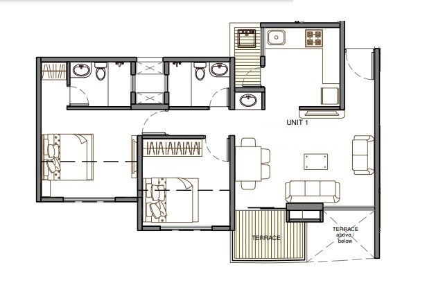 Floor plan of 2 BHK 658 Sq. Ft. Apartment in Pharande Puneville Phase 3, Pune