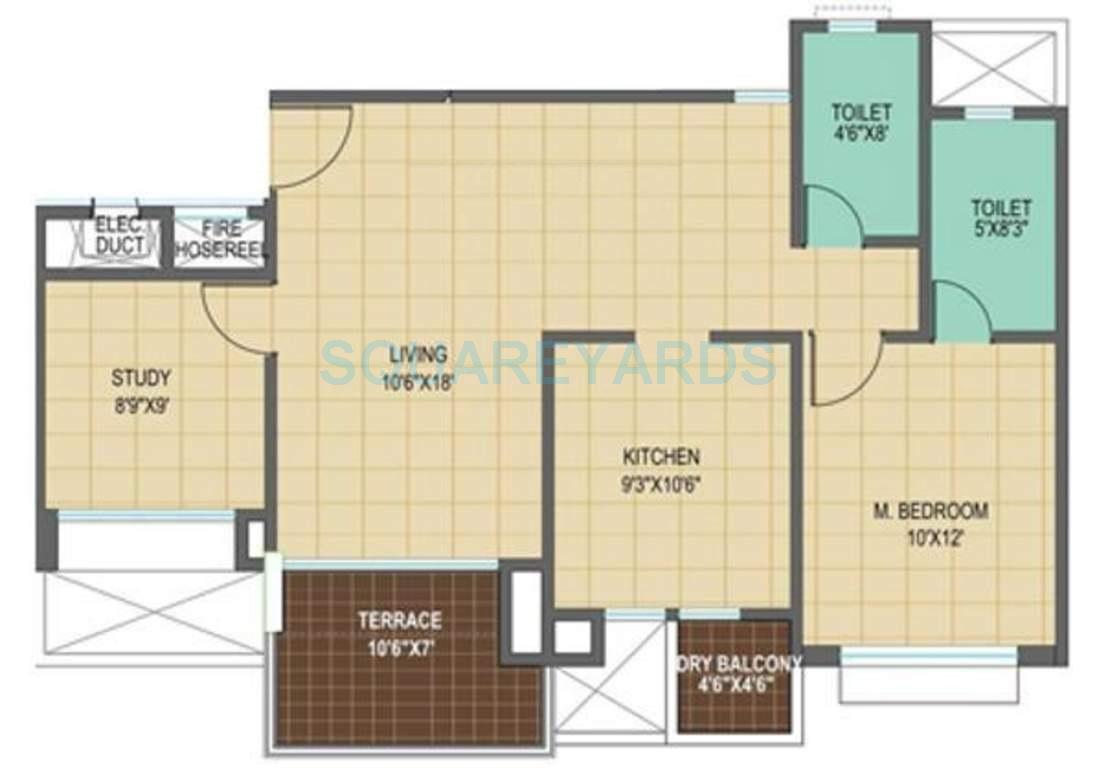 1 BHK 1008 Sq. Ft. Apartment